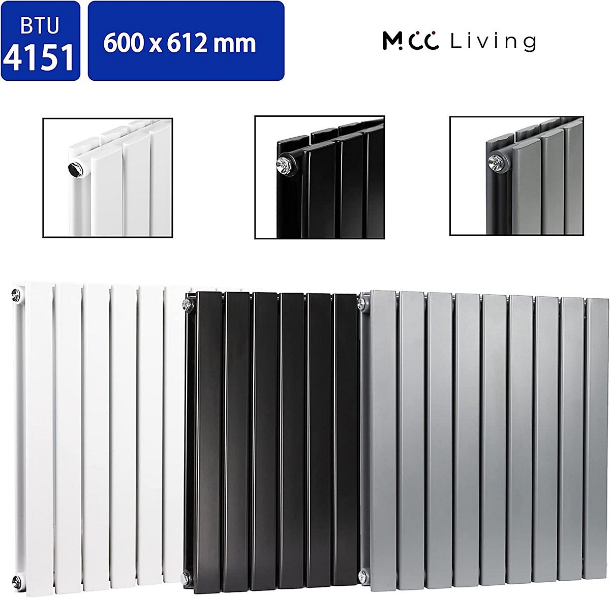 Black flat panel radiator